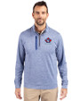 Toronto Blue Jays Cooperstown Cutter & Buck Stealth Heathered Quarter Zip Mens Pullover Tour Blue Front