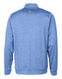 Chicago Cubs Cooperstown Cutter & Buck Stealth Heathered Quarter Zip Mens Pullover Tour Blue Mannequin Back