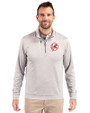 New York Yankees Cooperstown Cutter & Buck Stealth Heathered Quarter Zip Mens Pullover Polished Medium Gray Front