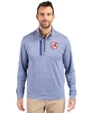 New York Yankees Cooperstown Cutter & Buck Stealth Heathered Quarter Zip Mens Pullover Tour Blue Front