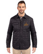 Houston Astros Cooperstown Cutter & Buck Rainier PrimaLoft® Mens Eco Insulated Quilted Shirt Jacket Black Front