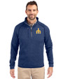 Seattle Mariners Cooperstown Cutter & Buck Mainsail Sweater-Knit Mens Half Zip Pullover Jacket Tour Blue Heather Front