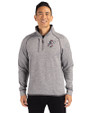 Cincinnati Reds Cooperstown Cutter & Buck Mainsail Sweater-Knit Mens Half Zip Pullover Jacket Polished Heather Front