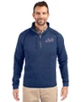 New York Mets Cooperstown Cutter & Buck Mainsail Sweater-Knit Mens Half Zip Jacket Tour Blue Heather Front