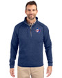 Texas Rangers Cooperstown Cutter & Buck Mainsail Sweater-Knit Mens Half Zip Pullover Jacket Tour Blue Heather Front