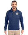 Milwaukee Brewers Cooperstown Cutter & Buck Mainsail Sweater-Knit Mens Half Zip Pullover Jacket Tour Blue Heather Front
