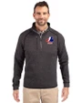 Montreal Expos Cooperstown Cutter & Buck Mainsail Sweater-Knit Mens Half Zip Pullover Jacket Charcoal Heather Front