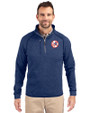 New York Yankees Cooperstown Cutter & Buck Mainsail Sweater-Knit Mens Half Zip Pullover Jacket Tour Blue Heather Front
