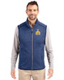 Seattle Mariners Cooperstown Cutter & Buck Mainsail Sweater-Knit Mens Full Zip Vest Tour Blue Heather Front
