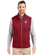 Texas Rangers Cooperstown Cutter & Buck Mainsail Sweater-Knit Mens Full Zip Vest Cardinal Red Heather Front