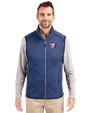 Texas Rangers Cooperstown Cutter & Buck Mainsail Sweater-Knit Mens Full Zip Vest Tour Blue Heather Front