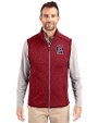Los Angeles Angels Cooperstown Cutter & Buck Mainsail Sweater-Knit Mens Full Zip Vest Cardinal Red Heather Front