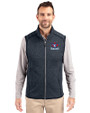 Toronto Blue Jays Cooperstown Cutter & Buck Mainsail Sweater-Knit Mens Full Zip Vest Liberty Navy Heather Front
