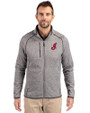Cleveland Indians Cooperstown Cutter & Buck Mainsail Sweater-Knit Mens Full Zip Jacket Polished Heather Front