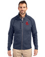 Boston Red Sox Cooperstown Cutter & Buck Mainsail Sweater-Knit Mens Full Zip Jacket Liberty Navy Heather Front