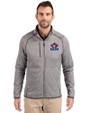 Toronto Blue Jays Cooperstown Cutter & Buck Mainsail Sweater-Knit Mens Full Zip Jacket Polished Heather Front