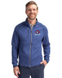 Toronto Blue Jays Cooperstown Cutter & Buck Mainsail Sweater-Knit Mens Full Zip Jacket Tour Blue Heather Front