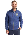 Milwaukee Brewers Cooperstown Cutter & Buck Mainsail Sweater-Knit Mens Full Zip Jacket Tour Blue Heather Front