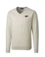 Minnesota Twins Cooperstown Cutter & Buck Lakemont Tri-Blend Mens V-Neck Pullover Sweater Oatmeal Heather Mannequin
