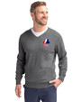 Montreal Expos Cooperstown Cutter & Buck Lakemont Tri-Blend Mens V-Neck Pullover Sweater Charcoal Heather Front
