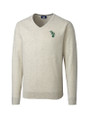 Athletics Cooperstown Cutter & Buck Lakemont Tri-Blend Mens V-Neck Pullover Sweater Oatmeal Heather Mannequin