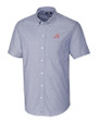 Atlanta Braves Cooperstown Cutter & Buck Stretch Oxford Mens Short Sleeve Dress Shirt Light Blue Mannequin