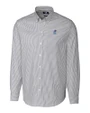 Kansas Jayhawks Alumni Cutter & Buck Stretch Oxford Stripe Mens Long Sleeve Dress Shirt Charcoal Mannequin