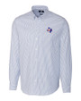 Texas Rangers Cooperstown Cutter & Buck Stretch Oxford Stripe Mens Long Sleeve Dress Shirt French Blue Mannequin