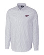 Minnesota Twins Cooperstown Cutter & Buck Stretch Oxford Stripe Mens Long Sleeve Dress Shirt Light Blue Mannequin