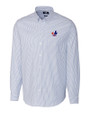 Montreal Expos Cooperstown Cutter & Buck Stretch Oxford Stripe Mens Long Sleeve Dress Shirt French Blue Mannequin