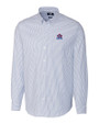 Toronto Blue Jays Cooperstown Cutter & Buck Stretch Oxford Stripe Mens Long Sleeve Dress Shirt French Blue Mannequin