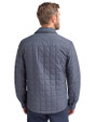 Back profile of a man wearing an Anthracite Melange Cutter & Buck Rainier PrimaLoft® Mens Big and Tall Eco Insulated Quilted Shirt Jacket