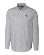 Los Angeles Angels Cooperstown Cutter & Buck Stretch Oxford Stripe Mens Long Sleeve Dress Shirt Charcoal Mannequin