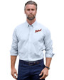 Detroit Tigers Cooperstown Cutter & Buck Easy Care Stretch Oxford Stripe Mens Long Sleeve Button Down Shirt Light Blue Front