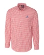 Atlanta Braves Cooperstown Cutter & Buck Easy Care Stretch Gingham Mens Long Sleeve Dress Shirt Cardinal Red Mannequin