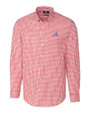 Atlanta Braves Cooperstown Cutter & Buck Easy Care Stretch Gingham Mens Long Sleeve Dress Shirt Cardinal Red Mannequin