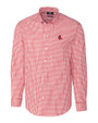 Boston Red Sox Cooperstown Cutter & Buck Easy Care Stretch Gingham Mens Long Sleeve Dress Shirt Cardinal Red Mannequin