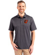 Baltimore Orioles Cooperstown Cutter & Buck Pike Banner Print Stretch Mens Polo Black Front