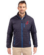 Cleveland Indians Cooperstown Cutter & Buck Rainier PrimaLoft®  Mens Big and Tall Eco Insulated Puffer Jacket Dark Navy/Silver Front