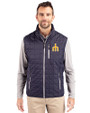 Seattle Mariners Cooperstown Cutter & Buck Rainier PrimaLoft® Mens Big and Tall Eco Insulated Full Zip Puffer Vest Dark Navy/Silver Front