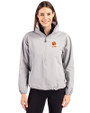 Clemson Tigers Alumni Cutter & Buck Charter Eco Recycled Womens Anorak Jacket Polished Medium Gray Front