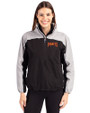 Pittsburgh Pirates Cooperstown Cutter & Buck Charter Eco Recycled Womens Anorak Jacket Black/Polished Front