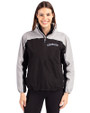 Colorado Rockies Cooperstown Cutter & Buck Charter Recycled Packable Womens Half Zip Anorak Jacket Black/Polished Front