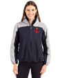 Boston Red Sox Cooperstown Cutter & Buck Charter Eco Recycled Womens Anorak Jacket Navy Blue/Polished Front