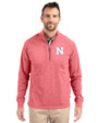 Nebraska Cornhuskers Cutter & Buck Adapt Eco Knit Heather Mens Quarter Zip Pullover Cardinal Red Heather Front
