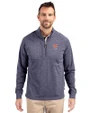Auburn Tigers Alumni Cutter & Buck Adapt Eco Knit Heather Mens Quarter Zip Pullover Navy Blue Heather Front