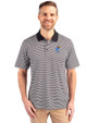Kansas Jayhawks Alumni Cutter & Buck Forge Tonal Stripe Stretch Mens Big and Tall Polo Black Front
