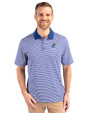 Kansas Jayhawks Alumni Cutter & Buck Forge Tonal Stripe Stretch Mens Big and Tall Polo Tour Blue Front