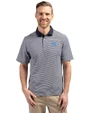 North Carolina Tar Heels Cutter & Buck Virtue Eco Pique Micro Stripe Recycled Mens Big & Tall Polo Navy Blue/White Front
