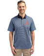 Atlanta Braves Cooperstown Cutter & Buck Virtue Eco Pique Micro Stripe Recycled Mens Big & Tall Polo Atlas/Navy Blue Front